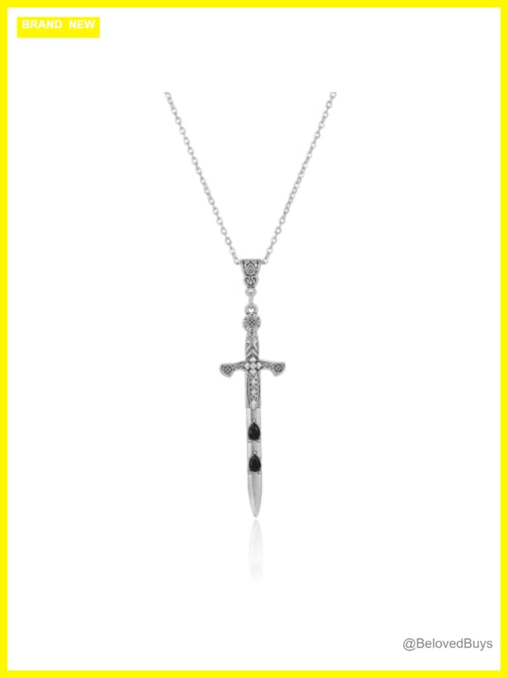 Gothic Sword Cross Pendant Necklace Zinc Alloy Crystal Y2K Grunge Jewelry